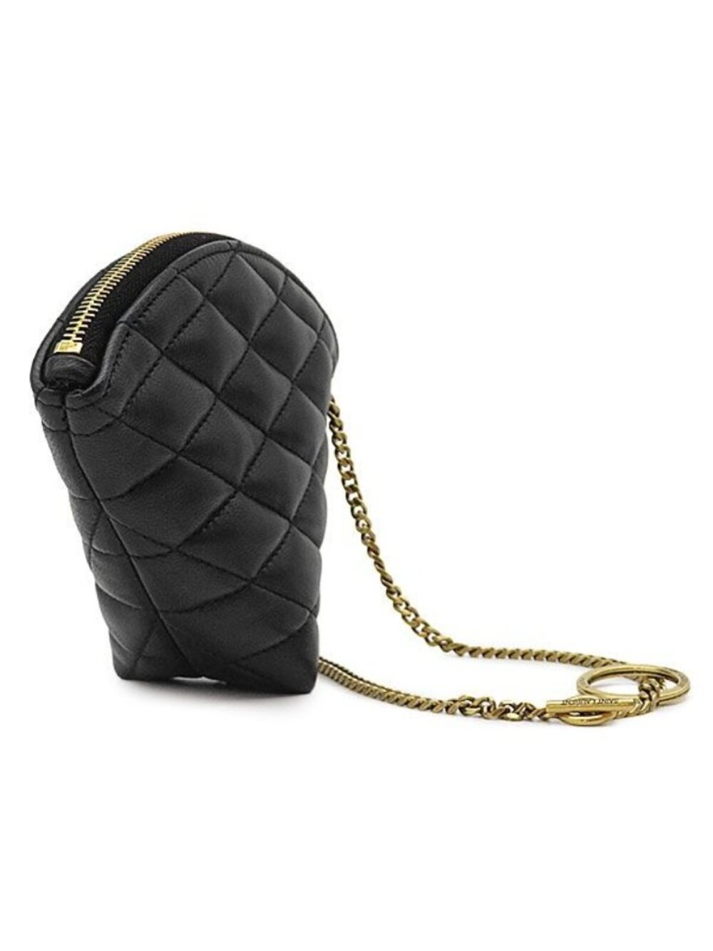 Saint Laurent Coin Case Triangle Lambskin Black Gold Purse - Picture 2 of 9